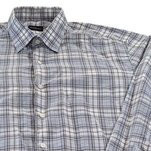 Ermenegildo Zegna Plaid Long Sleeve Button Up Shirt Cotton Mens XXL‎
